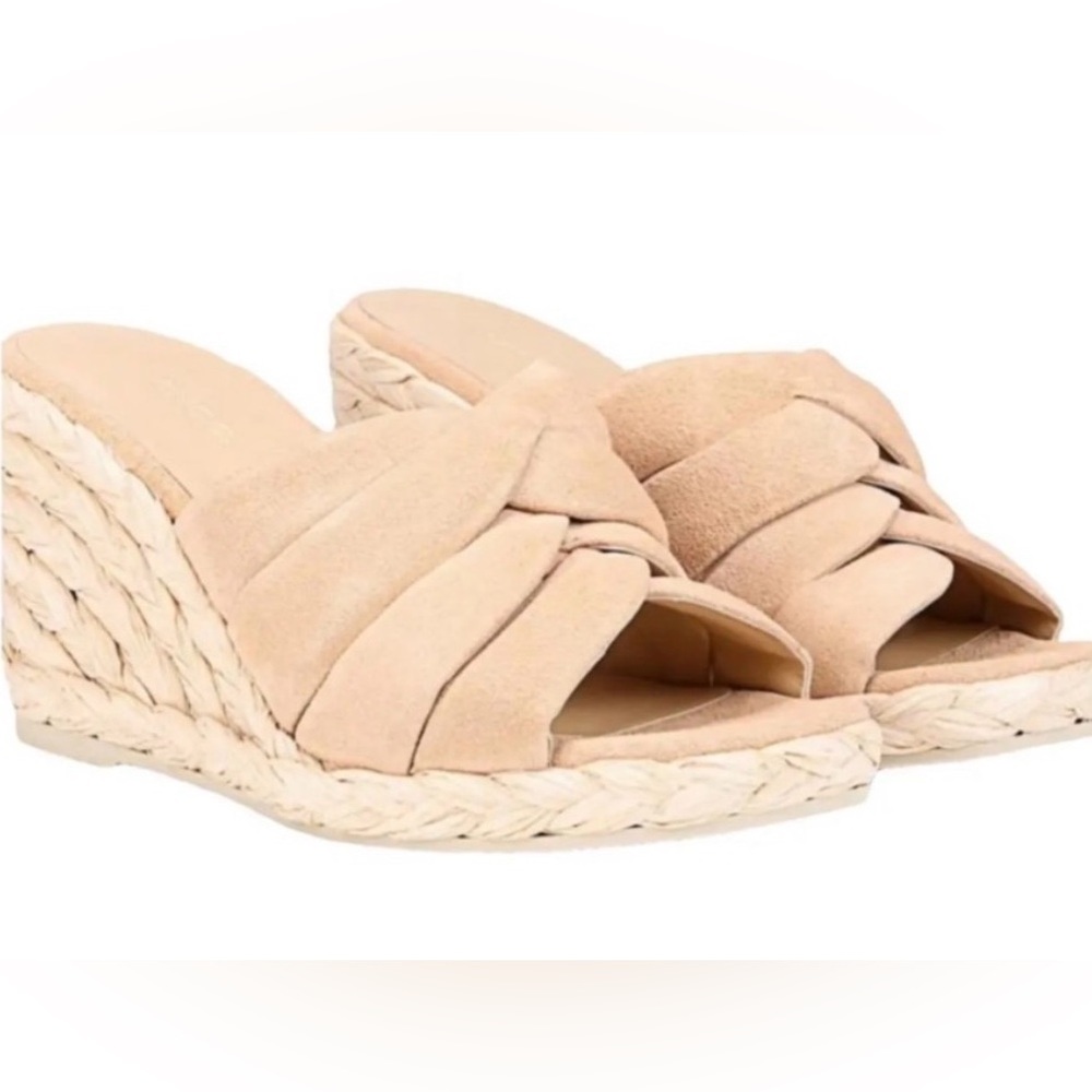 NEW [Vince] Gilian Suede Woven Wedge Heel Espadrille Padded Sandals Women’s 8 - Picture 2 of 13